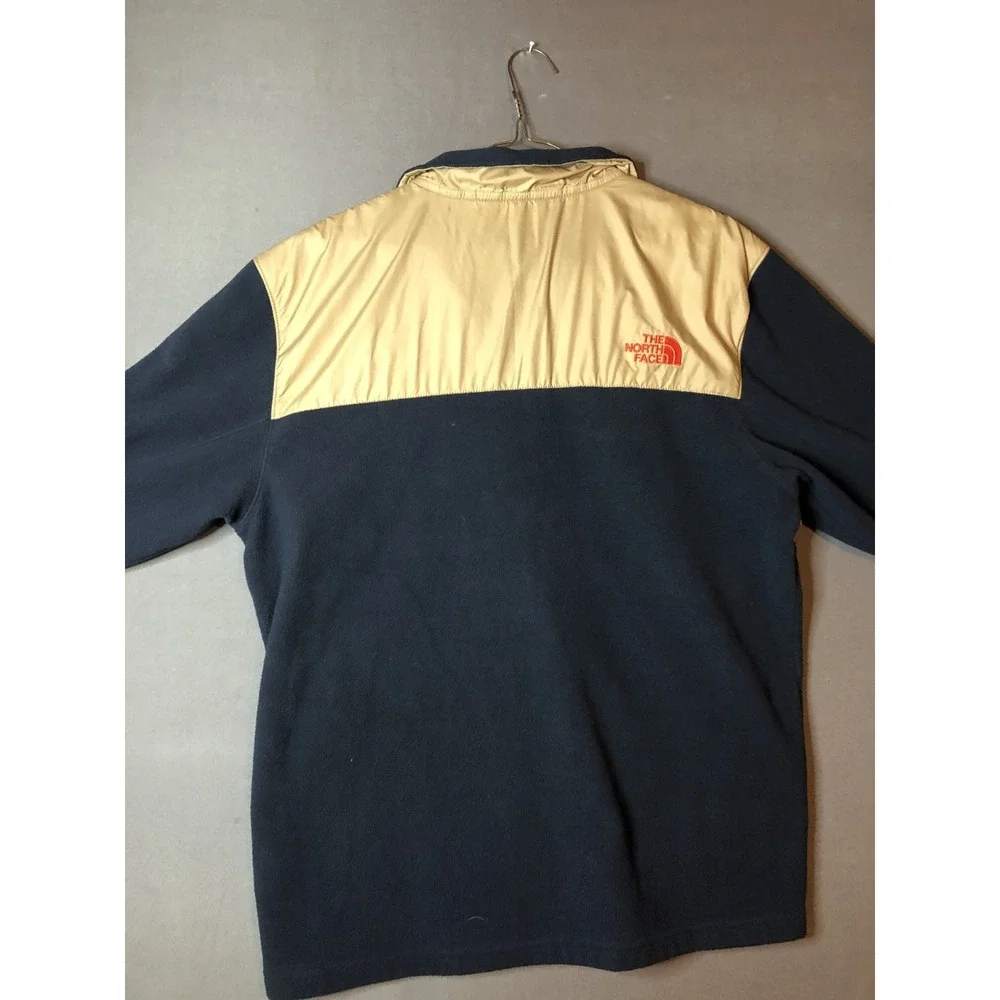 North Face Tundra Fleece Half Zip Mens Blue and Tan size Large